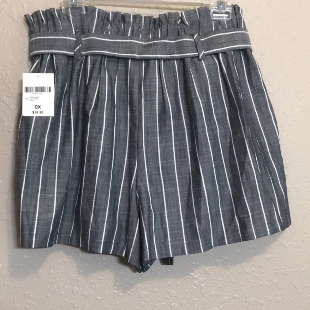 Forever 21 Plus Size Paper Bag Pin-stripe Shorts